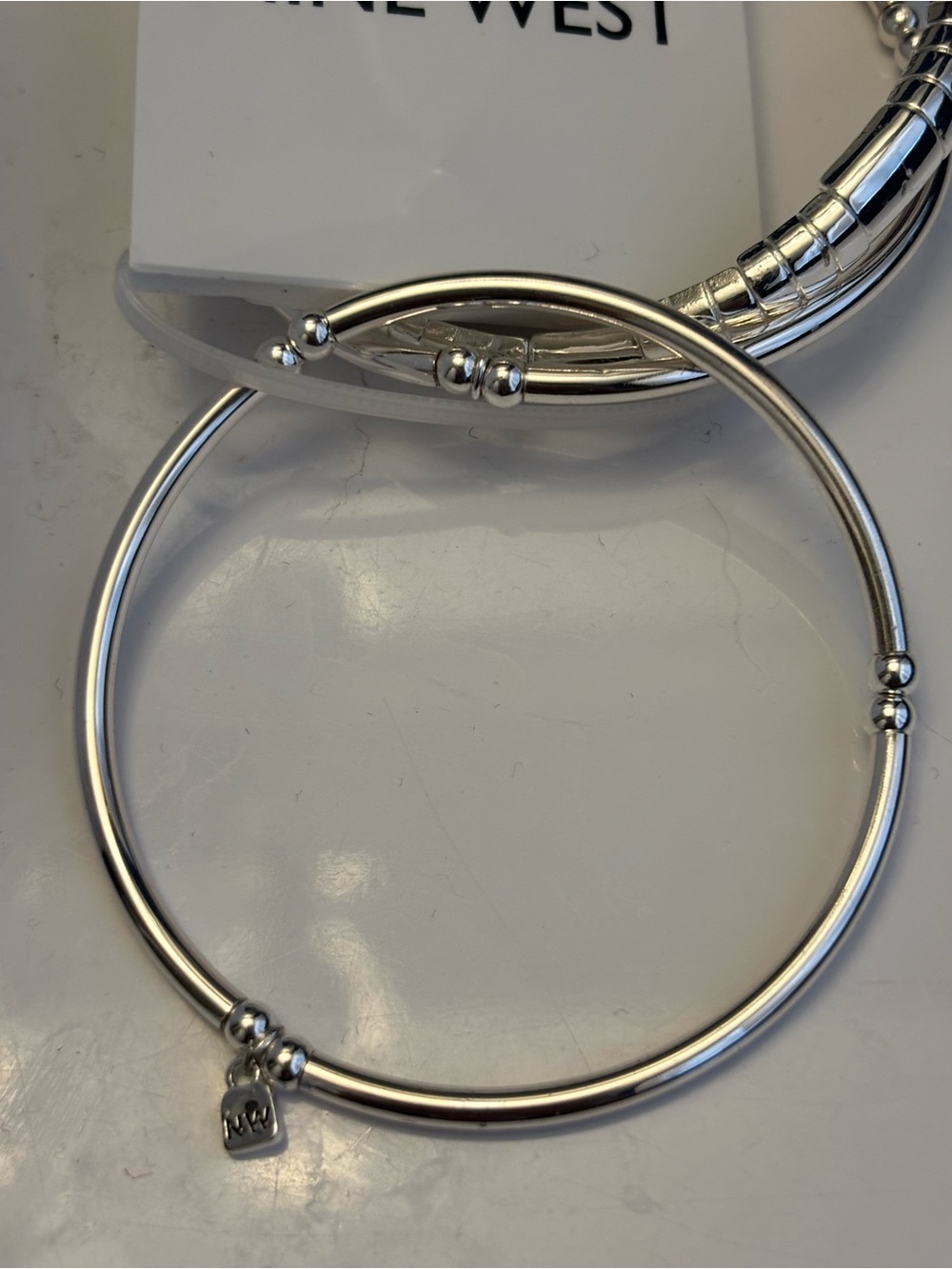 Nine West Silver Tone 3 Piece Bangle Bracelet Set NWT - Picture 6 of 10